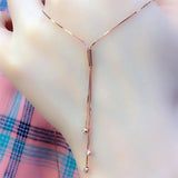 14k Rose Soft Chain Tassel Necklace for Women - Purple Plated Charm Jewelry