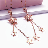 14k Rose Tassel Star Necklace Purple Plated Women's Pendant Wedding Jewelry