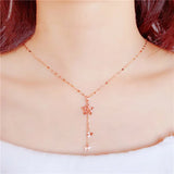 14k Rose Tassel Star Necklace Purple Plated Women's Pendant Wedding Jewelry