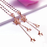 14k Rose Tassel Star Necklace Purple Plated Women's Pendant Wedding Jewelry