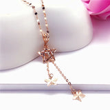 14k Rose Tassel Star Necklace Purple Plated Women's Pendant Wedding Jewelry