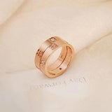14K Rose Gold Plated Retro Gemstone Ring for Women
