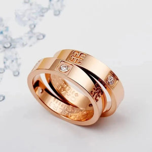 14K Rose Gold Plated Retro Gemstone Ring for Women