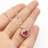 Purple Heart Ruby Pendant 14K Rose Plated Necklace