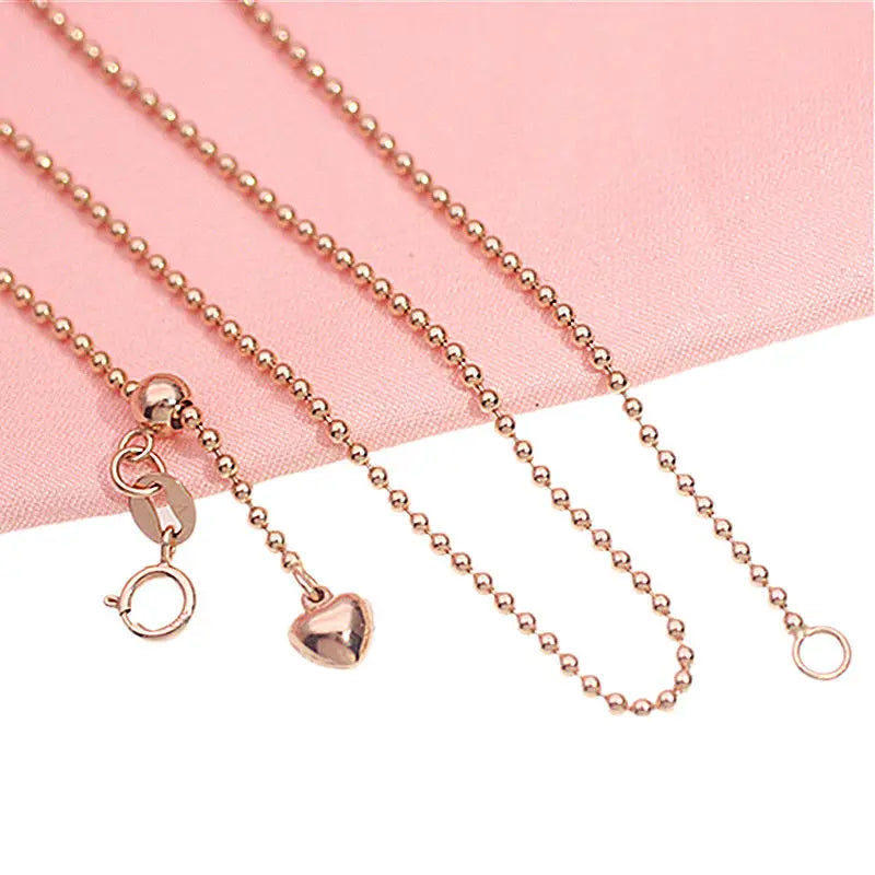 Purple Round Beads Necklace 14K Rose Love Stacking Chains Jewelry