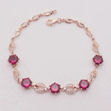 Purple Ruby Bracelet 14K Rose Plated High-Grade Wedding Jewelry