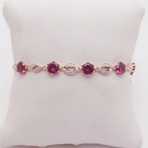 14K Rose Plated Purple Ruby Bracelet for Women