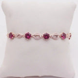 Purple Ruby Bracelet 14K Rose Plated High-Grade Wedding Jewelry