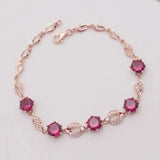 Purple Ruby Bracelet 14K Rose Plated High-Grade Wedding Jewelry