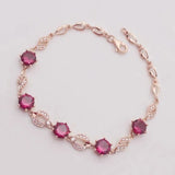 14K Rose Plated Ruby Bracelet for Women
