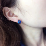 Purple Sapphire Earrings 14K Rose Red Crystal Jewelry for Her