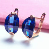 Purple Sapphire Earrings 14K Rose Red Crystal Jewelry for Her