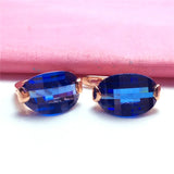 Purple Sapphire Earrings 14K Rose Red Crystal Jewelry for Her