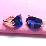 Purple Sapphire Earrings 14K Rose Red Crystal Jewelry for Her