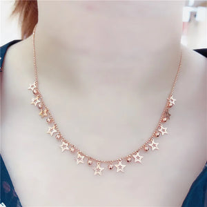Purple Shining Star Ball Beads Chains Necklace for Woman Wedding Engagement