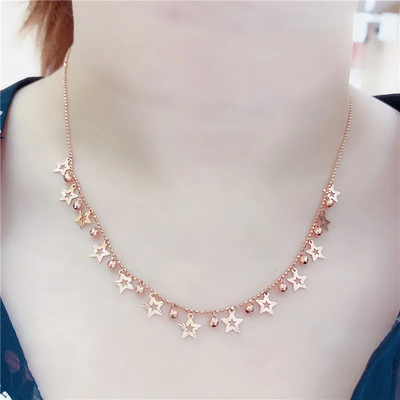 Purple Shining Star Ball Beads Chains Necklace for Woman Wedding Engagement