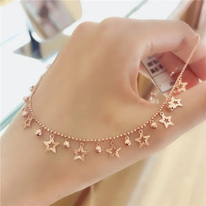 Purple Shining Star Ball Beads Chains Necklace for Woman Wedding Engagement