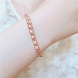 Purple Rhombus Bracelet 14K Rose Plated Bangle Romantic Light Jewelry