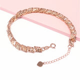 Purple Rhombus Bracelet 14K Rose Plated Bangle Romantic Light Jewelry