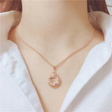 Purple Geometric Huahua Pendant 14K Rose Necklace for Woman