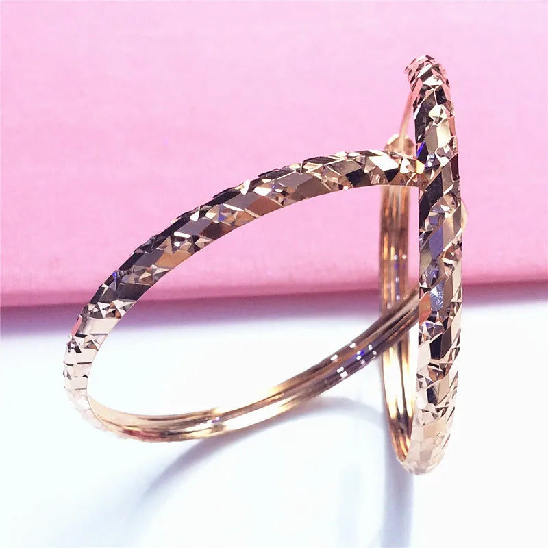 14k Rose Geometric Hoop Earrings for Women