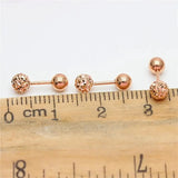 Purple Round Bead Screw Ear Studs Double Wear 14K Rose Earrings