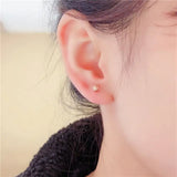 Purple Round Bead Screw Ear Studs Double Wear 14K Rose Earrings