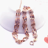 14K Rose Gold Wedding Jewelry Twisted Flower Bracelet for Women