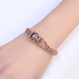 14K Rose Plated Purple Star Bracelet for Women Hollow-Out Bangles