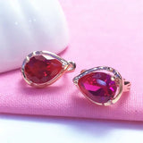 Purple Water Drop Ruby Earrings 14K Rose Light Jewelry