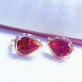 Purple Water Drop Ruby Earrings 14K Rose Light Jewelry