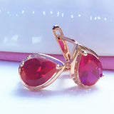 Purple Water Drop Ruby Earrings 14K Rose Light Jewelry