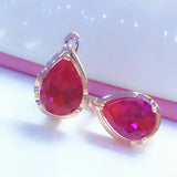 Purple Water Drop Ruby Earrings 14K Rose Light Jewelry