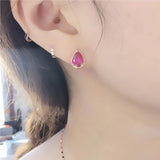 Purple Water Drop Ruby Earrings 14K Rose Light Jewelry