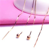 Purple Bead Long Chain Earrings 14K Rose Ear Line Jewelry