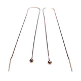 Purple Bead Long Chain Earrings 14K Rose Ear Line Jewelry