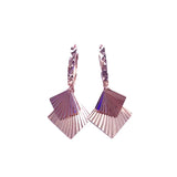 Purple Sparkling Square Sequin Earrings 14K Rose Ear Buckle
