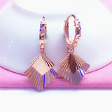 Purple Sparkling Square Sequin Earrings 14K Rose Ear Buckle