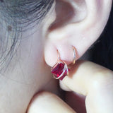 14K Rose Earrings Purple Square Ruby Ear Buckl Wedding Jewelry