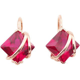 14K Rose Earrings Purple Square Ruby Ear Buckl Wedding Jewelry