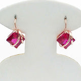 14K Rose Earrings Purple Square Ruby Ear Buckl Wedding Jewelry