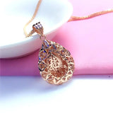 14K Rose Gold Water Drop Blessing Word Necklace for Women