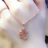 14K Rose Gold Water Drop Blessing Word Necklace for Women