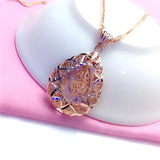 14K Rose Gold Water Drop Blessing Word Necklace for Women