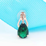 Purple Water-Drop Green Gem Pendant Necklace 14K Rose Plated