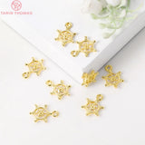 10PCS 10x14MM 24K Plated Rudder Charms Pendants DIY Jewelry Accessories
