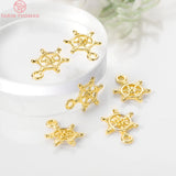 10PCS 10x14MM 24K Plated Rudder Charms Pendants DIY Jewelry Accessories