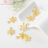 10PCS 10x14MM 24K Plated Rudder Charms Pendants DIY Jewelry Accessories