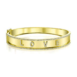 Plated Wedding Jewelry Micro Paved Cubic Zircon LOVER Charm Bangle Bracelet