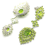 Princess Cut Green Peridot CZ Silver Earrings for Women